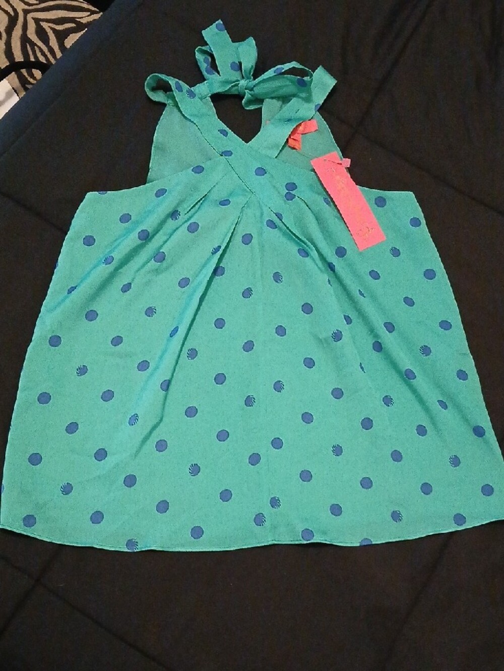 Lilly Pulitzer Green Dress with Blue Polka Dots